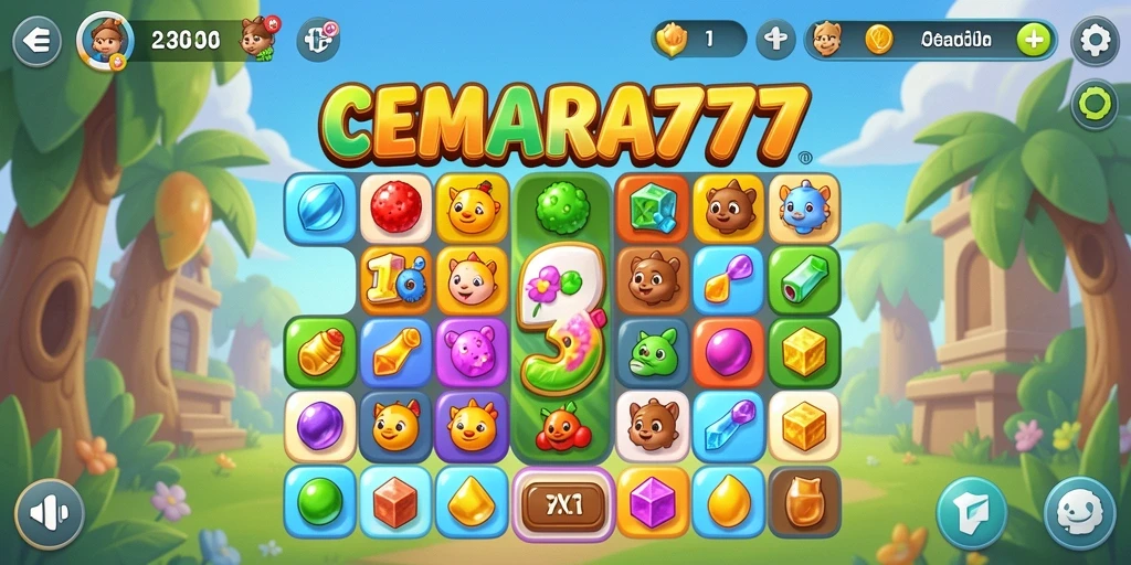 Screenshot CEMARA777 menunjukkan gameplay seru yang penuh warna.