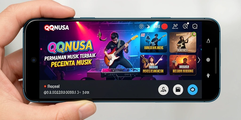 Screenshot dari gameplay QQNUSA yang menampilkan pemain menikmati musik.